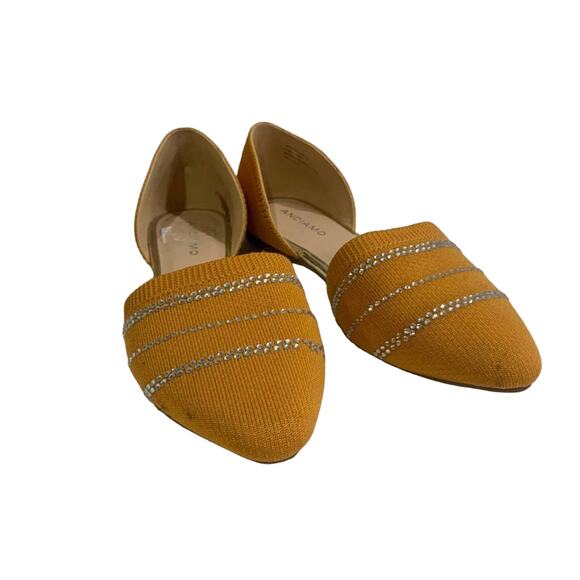 Andiamo pointed toe flats mustard colored with rhinestones Sz 8 - Picture 2 of 5